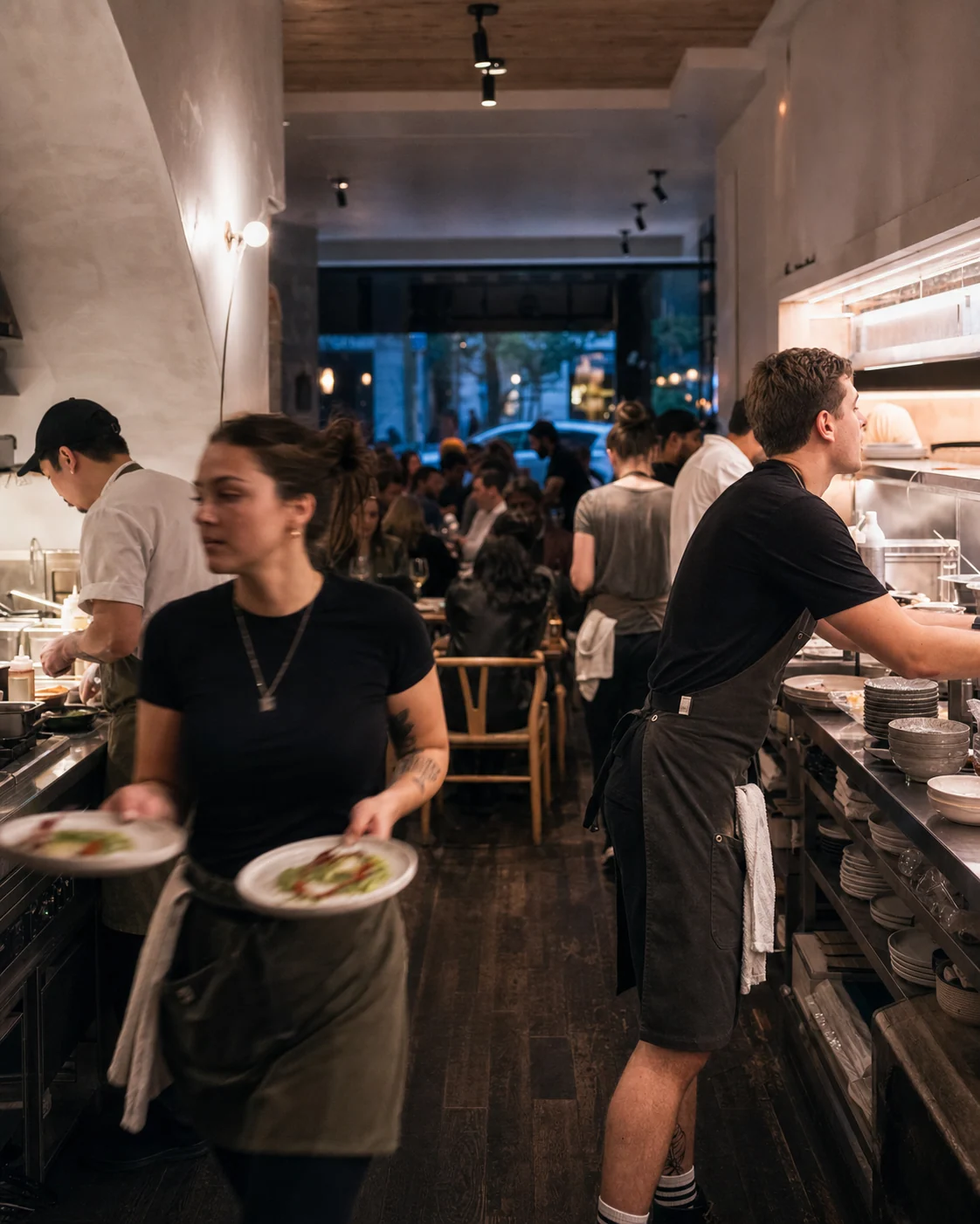 A full dining room during Friday service